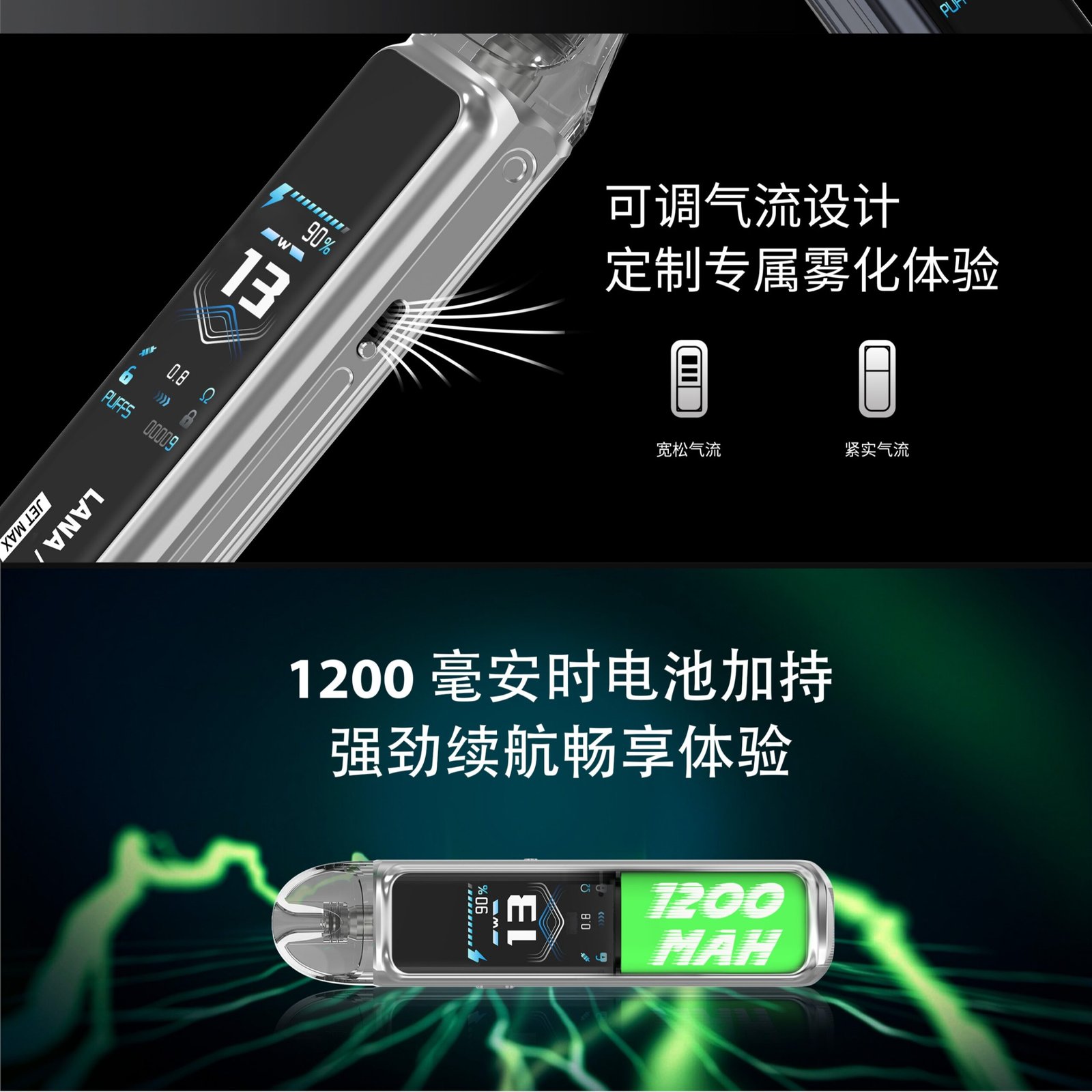 LANA&ILIA Jet Max【午夜黑】側註油大煙套裝|可重複注油:圖片 10